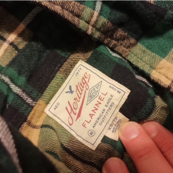 American Eagle Super Soft Heritage Flannel XS Grn - Picture 7 of 8